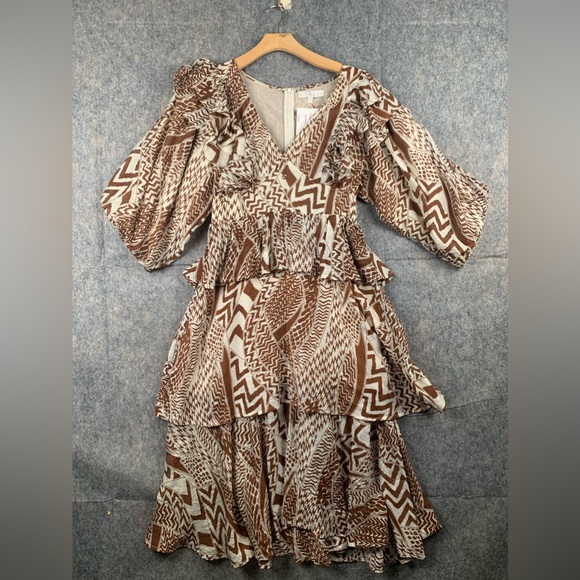KARLIE CLOTHES Geometric Tribal Midi Dress Sz M NWT - Picture 1 of 8